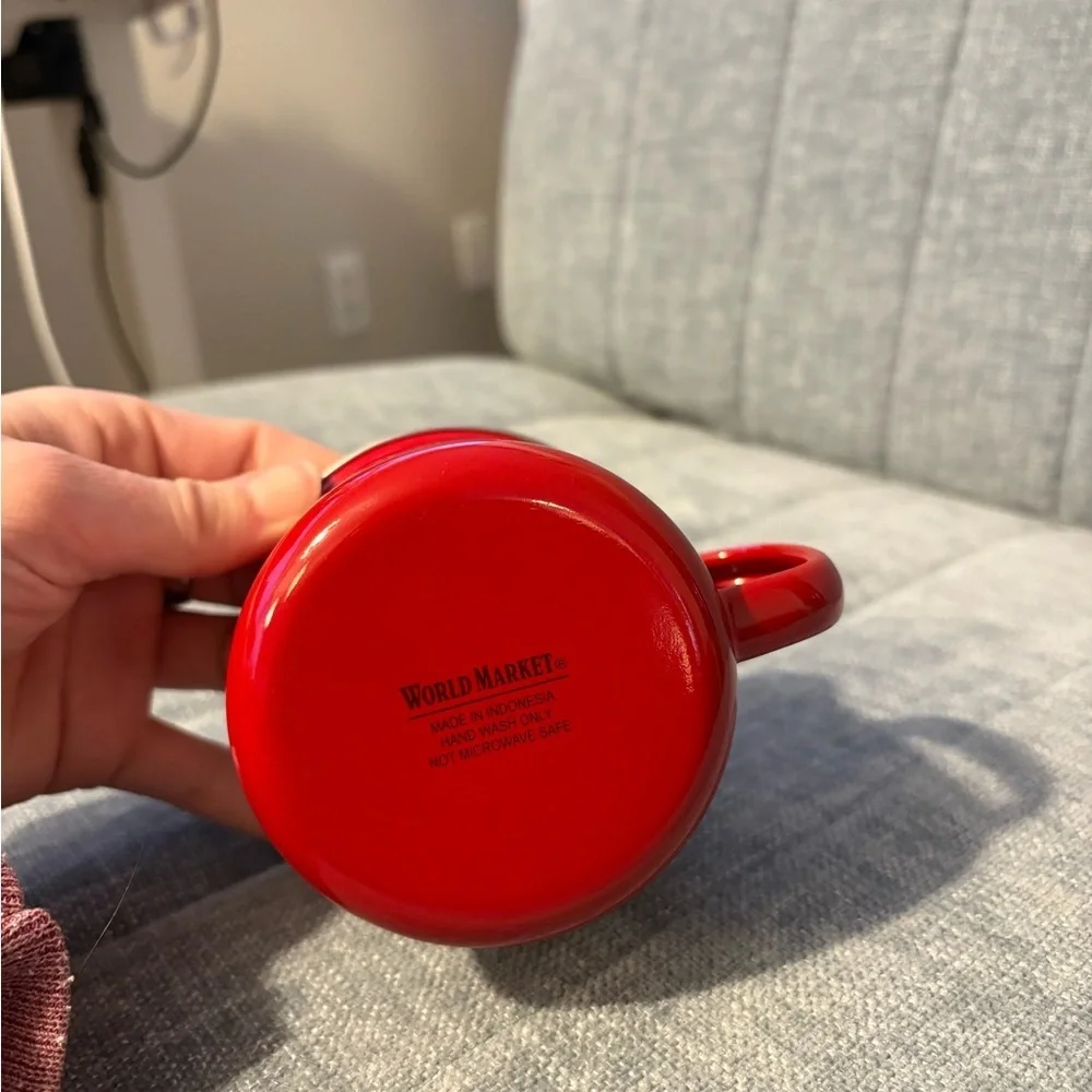 World Market Red Penguin Mug